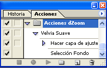 Botones de la ventana de Acciones de Photoshop