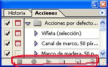 Botones de la ventana de Acciones de Photoshop